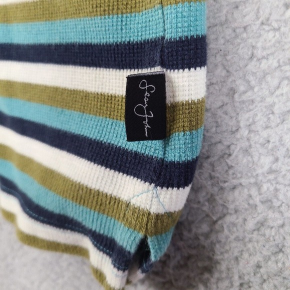 Sean Jean T-Shirt Mens XL Striped Thermal Waffle V Neck Short Sleeve Cotton - Picture 9 of 13